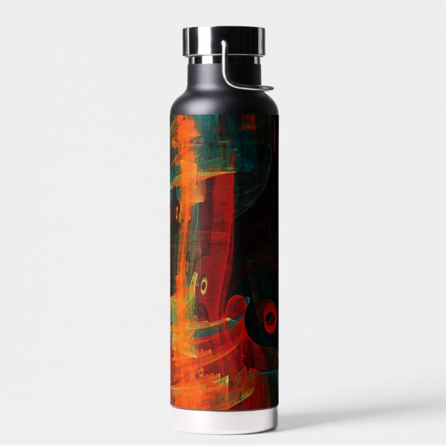 Water Orange Red Blue Modern Abstract Art Pattern Water Bottle (Left)