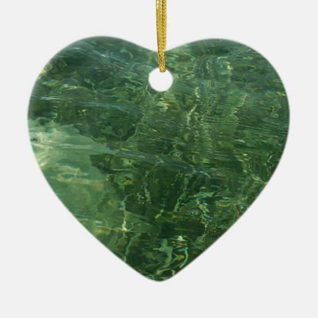 Water over Sea Grass II (Blue and Green) Photo Ceramic Ornament (Front)