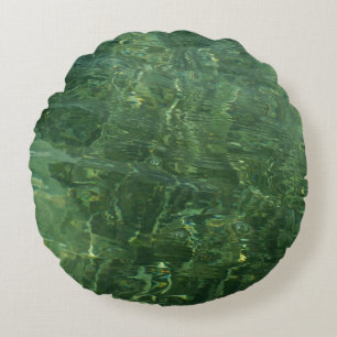 Water over Sea Grass II (Blue and Green) Photo Round Cushion
