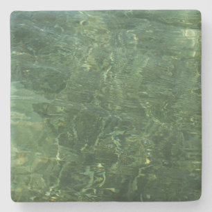Water over Sea Grass II (Blue and Green) Photo Stone Coaster