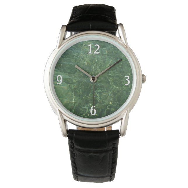 Water over Sea Grass II (Blue and Green) Photo Watch (Front)