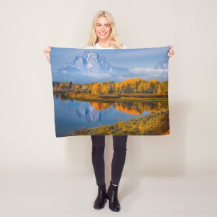 Water   Oxbow Bend Jackson Wyoming Fleece Blanket