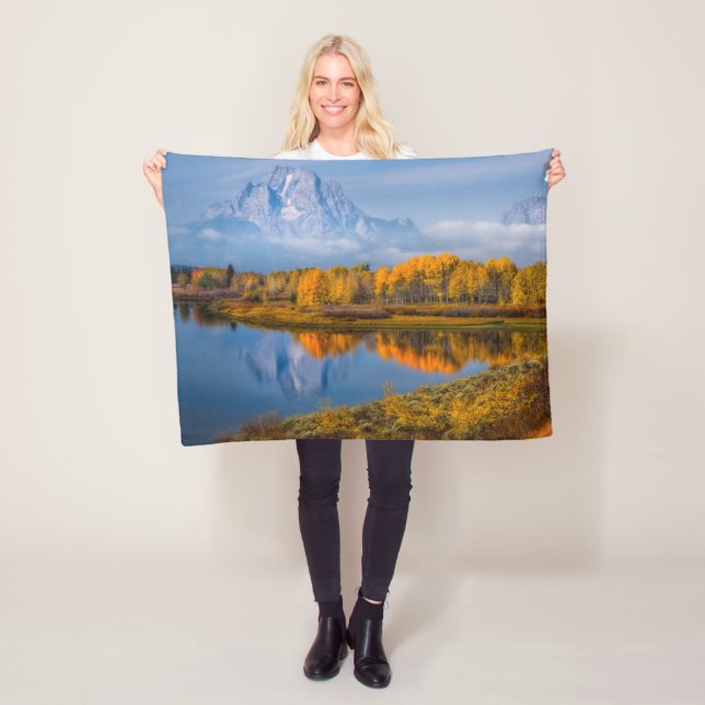 Water | Oxbow Bend Jackson Wyoming Fleece Blanket (In Situ)