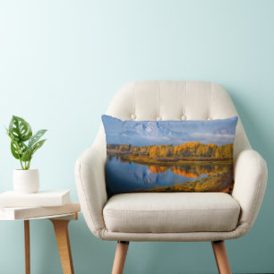 Water Oxbow Bend Jackson Wyoming Lumbar Cushion