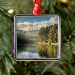 Water Pang Oung Lake & Pine Forest Thailand Metal Ornament