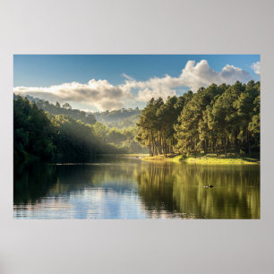 Water   Pang Oung Lake & Pine Forest Thailand Poster