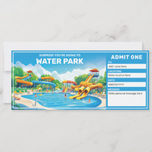 Water Park Gift Certificate, Aqua Park Ticket  Invitation