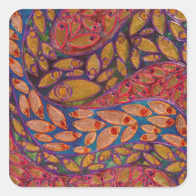 water peacocks (painting) sticker (Front)