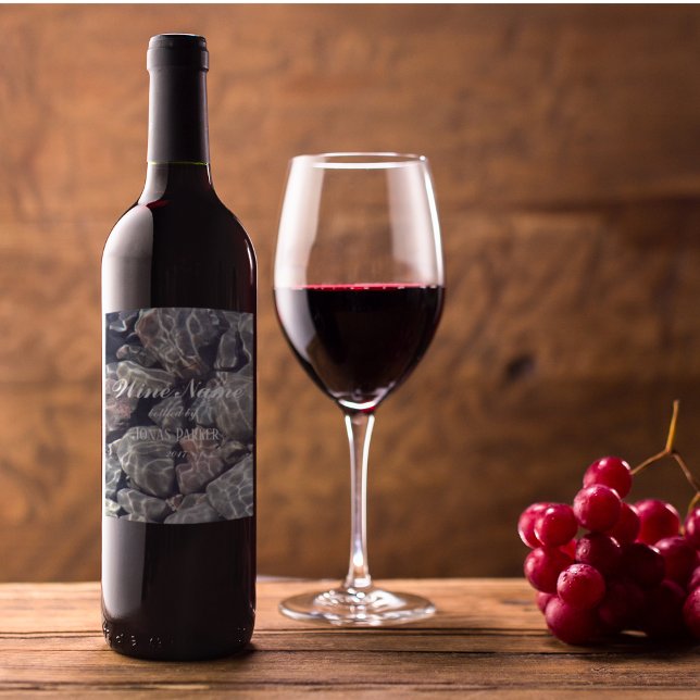Water Pebbles Personalised Wine Label (In Situ)