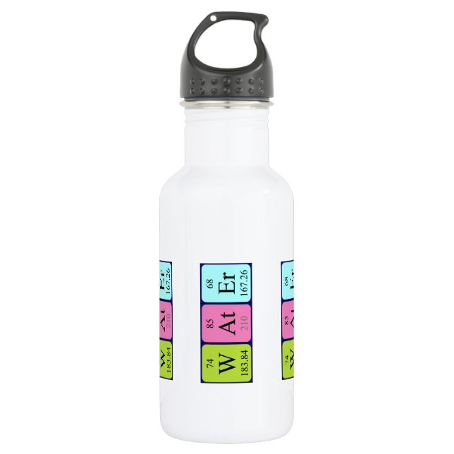 Water periodic table name water bottle (Front)