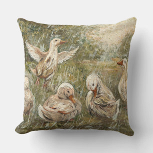 Water Play Whimsical Farmhouse Duck Family Pond Cushion