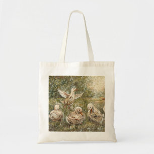 Water Play Whimsical Farmhouse Duck Family Pond Tote Bag