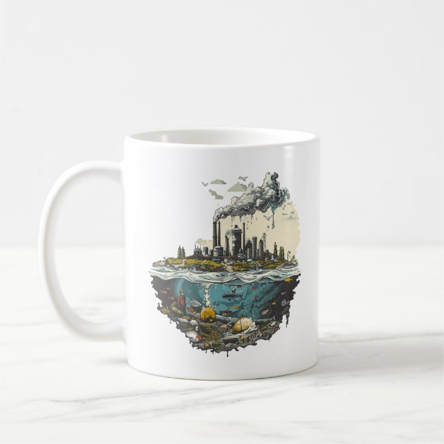 Water Pollution，Industrial Pollution Coffee Mug (Left)