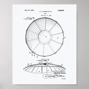 Water Polo Ball 1923 Patent Art White Paper Poster