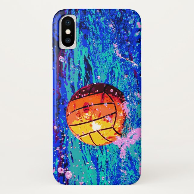 Water Polo Ball Artistic Blue Yellow WaterPolo Case-Mate iPhone Case (Back)
