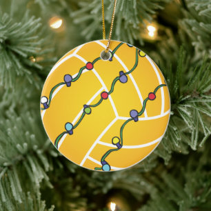 Water Polo Ball With Lights Holiday Ceramic Tree Decoration