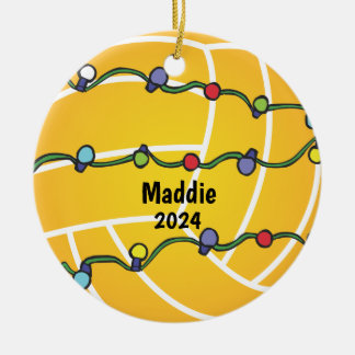 Water Polo Ball With Lights Holiday Customisable Ceramic Ornament