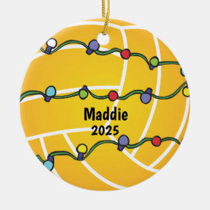 Water Polo Ball With Lights Holiday Customizable Ceramic Ornament