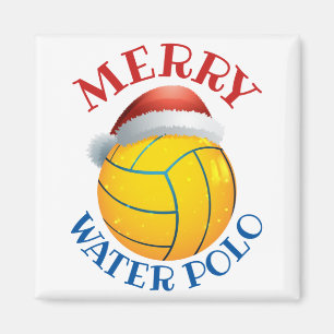 Water Polo Christmas Ball with Santa Hat Magnet