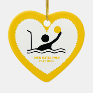 Water polo player black silhouette custom ceramic ornament