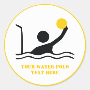 Water polo player black silhouette custom classic round sticker