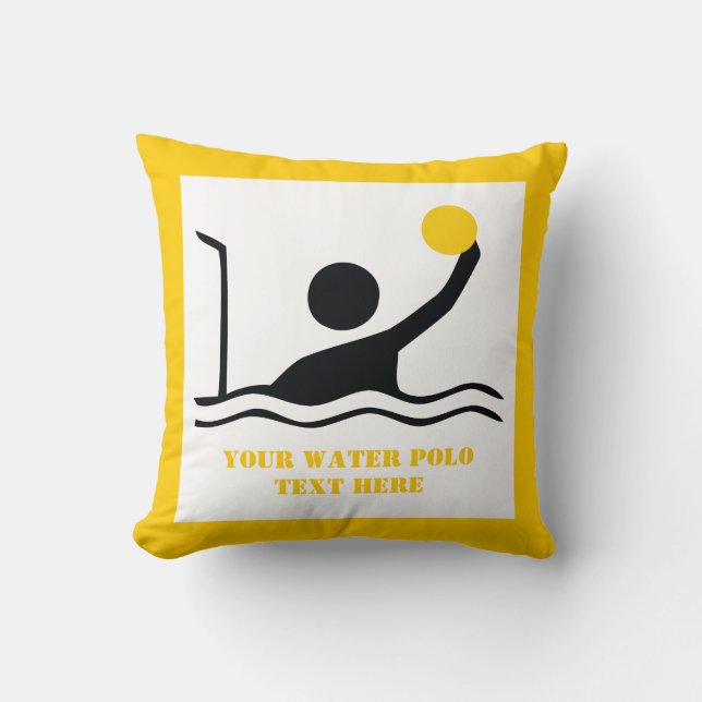 Water polo player black silhouette custom cushion (Front)