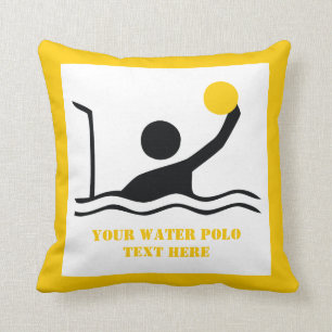 Water polo player black silhouette custom cushion