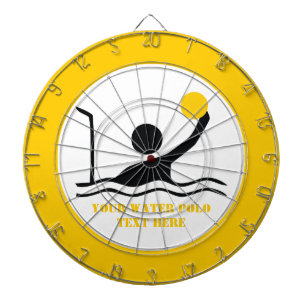 Water polo player black silhouette custom dartboard
