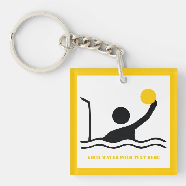 Water polo player black silhouette custom key ring (Front)