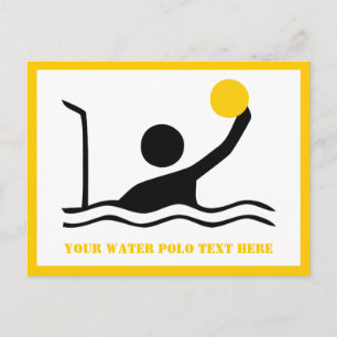 Water polo player black silhouette custom postcard