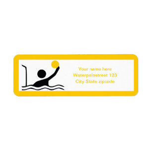 Water polo player black silhouette custom return address label