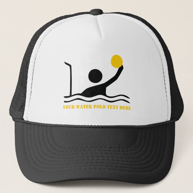 Water polo player black silhouette custom trucker hat (Front)