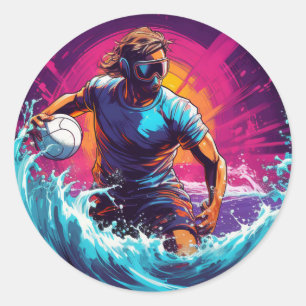 Water Polo Player Colorful Waterpolo Classic Round Sticker
