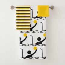Water polo player silhouette black, yellow stripes