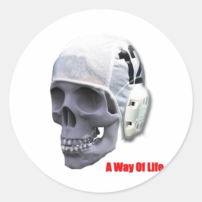 water-polo-skull classic round sticker (Front)