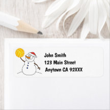 Water Polo Snowman Return Address Label