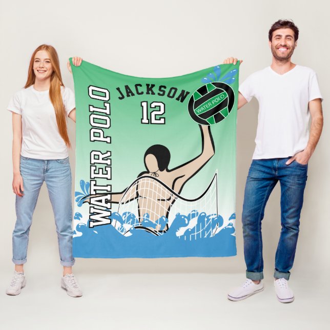 Water Polo 🤽‍♀️ Sport - Green Fleece Blanket (In Situ)