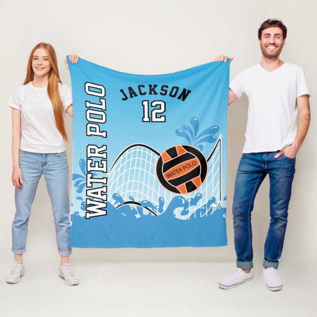 Water Polo 🤽🏼‍♀️ Sport - Orange Ball  Fleece Blanket (In Situ)