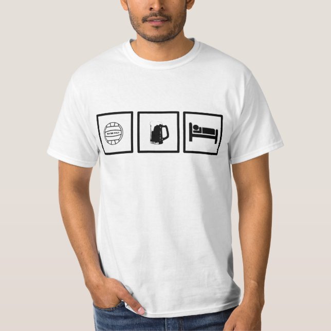 Water Polo T-Shirts - Play - Drink - Bed (Front)
