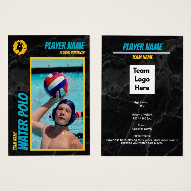 Water Polo Trading Card Customisable Collectable (Front & Back)