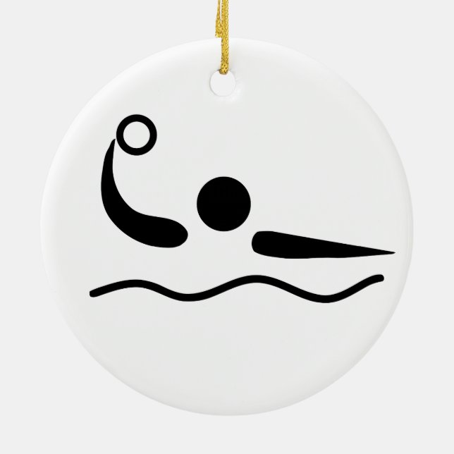 Water Polo Waterpolo Pictogram Ceramic Tree Decoration (Back)