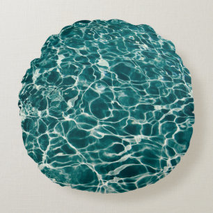 Water pool ocean blue green round cushion