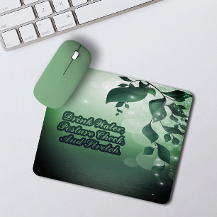 Water Posture Elegant Glitter Reminder leaf floral Mouse Pad