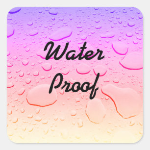 Water Proof Splash Free Rose Gold Pink Ombre Drops Square Sticker