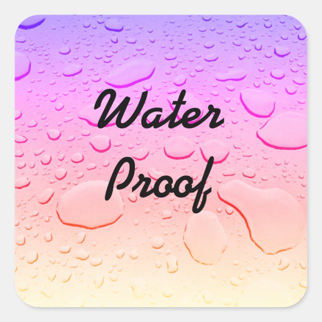Water Proof Splash Free Rose Gold Pink Ombre Drops Square Sticker (Front)