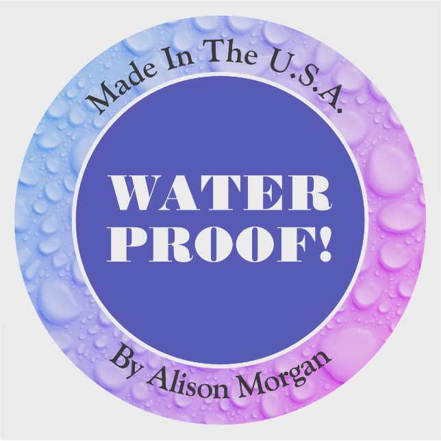 Water Proof White Text, Name, Deep Blue Your Photo (Front)