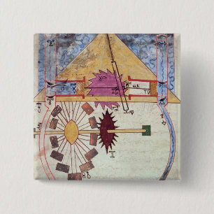 Water Pump, from 'Book of Knowledge of Ingenious 15 Cm Square Badge