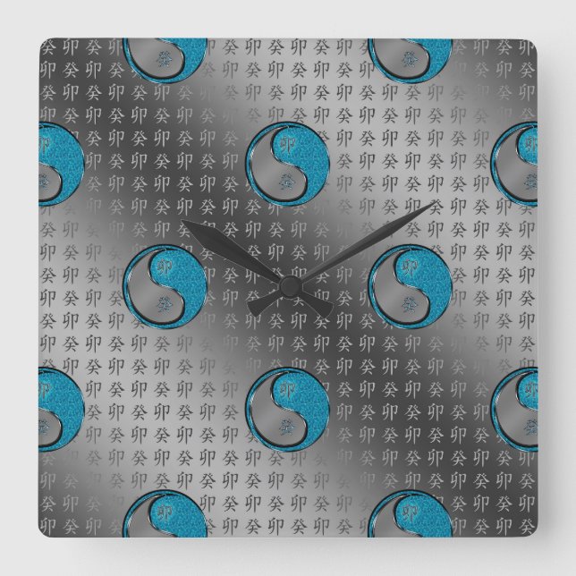 Water Rabbit Square Wall Clock (Front)