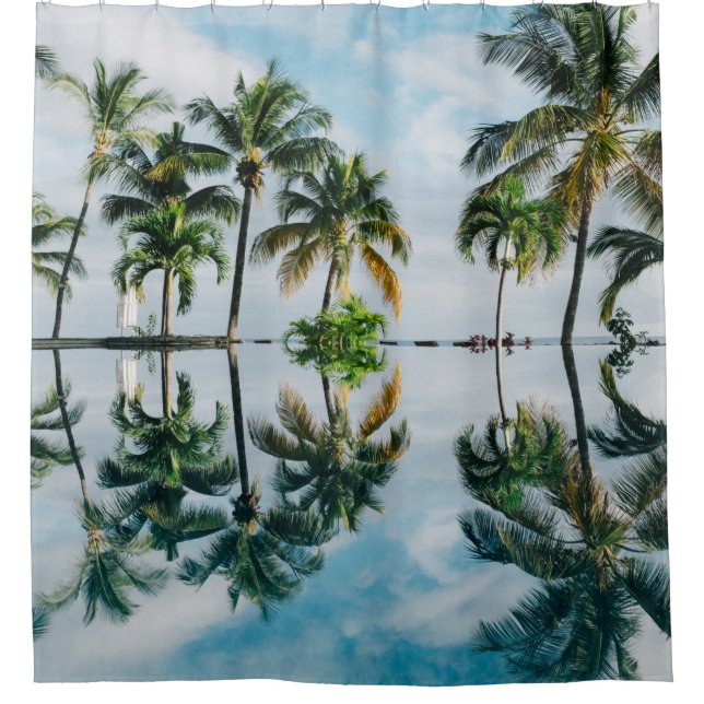WATER REFLECTION OF COCONUT PALM TREES SHOWER CURTAIN (Front)