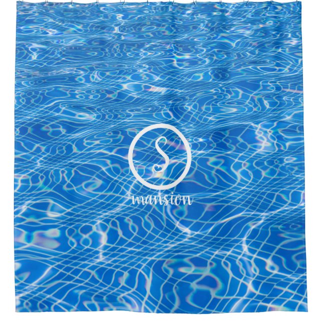 Water Reflection with Customisable Logo and Text Shower Curtain (Front)